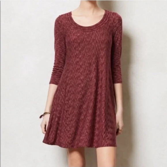 Anthropologie Saturday Sunday medium narva swing dress burgundy wine pockets - Picture 1 of 13